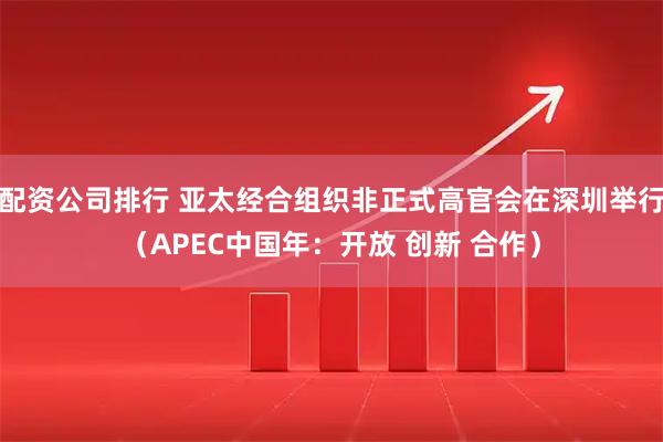 配资公司排行 亚太经合组织非正式高官会在深圳举行(APEC中国年:开放 创新 合作)